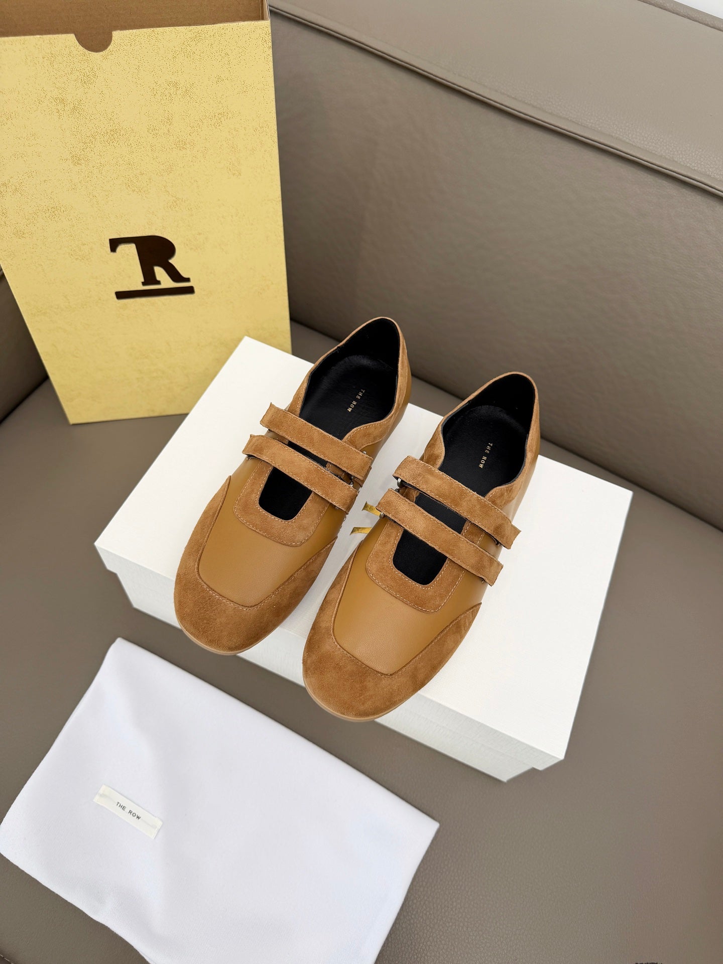 The Row Adjustable Strap Sneakers Brown Suede 832658