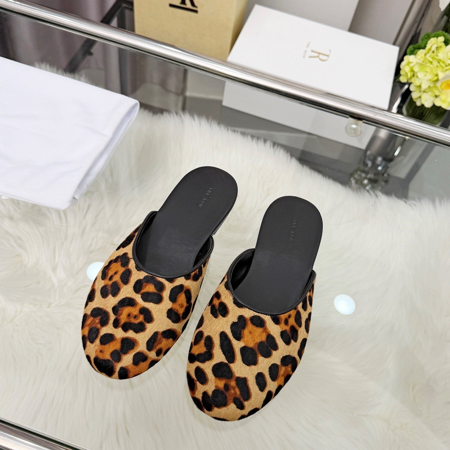 The Row Sleeper Two Slippers Leopard Suede 707569