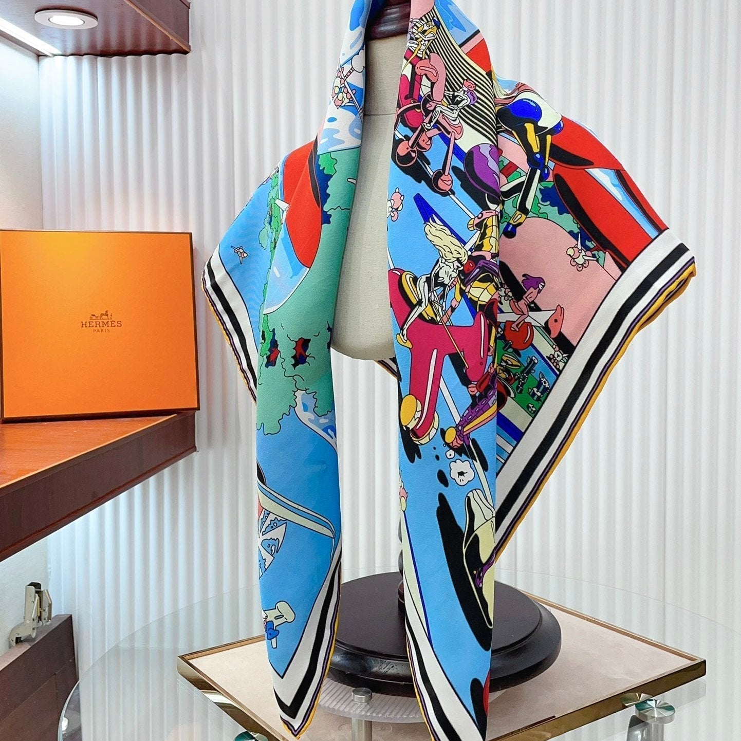 Locomotion Shawl 90 CM In Colorful Silk Twill 225466