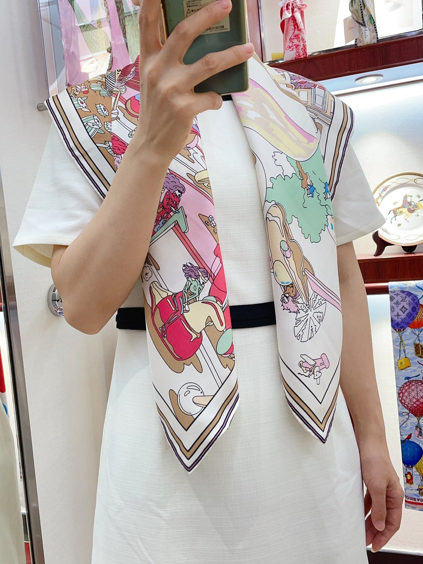 Locomotion Shawl 90 CM In Colorful Silk Twill 225470