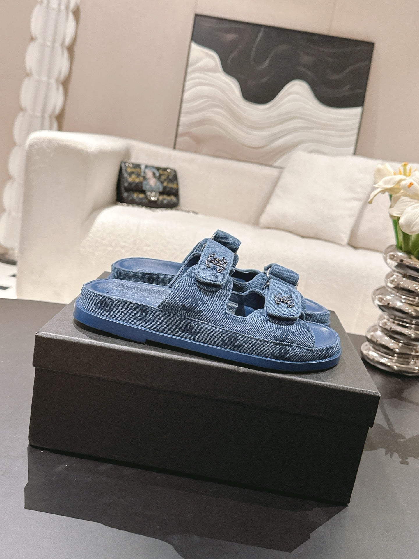 cc 25p dad mule sandal blue denim 237573