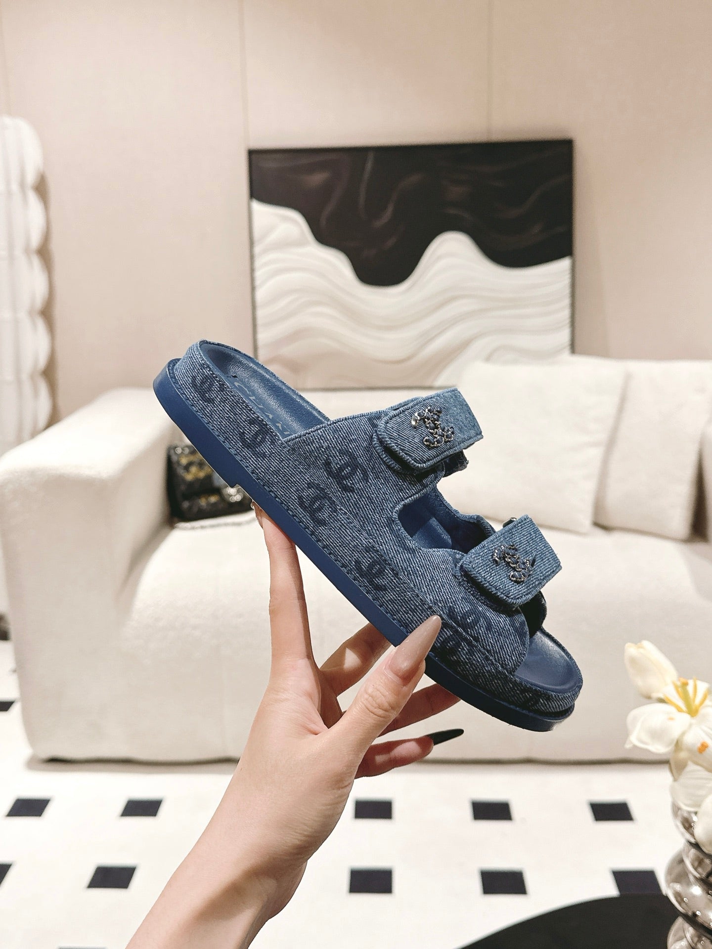 cc 25p dad mule sandal blue denim 237573