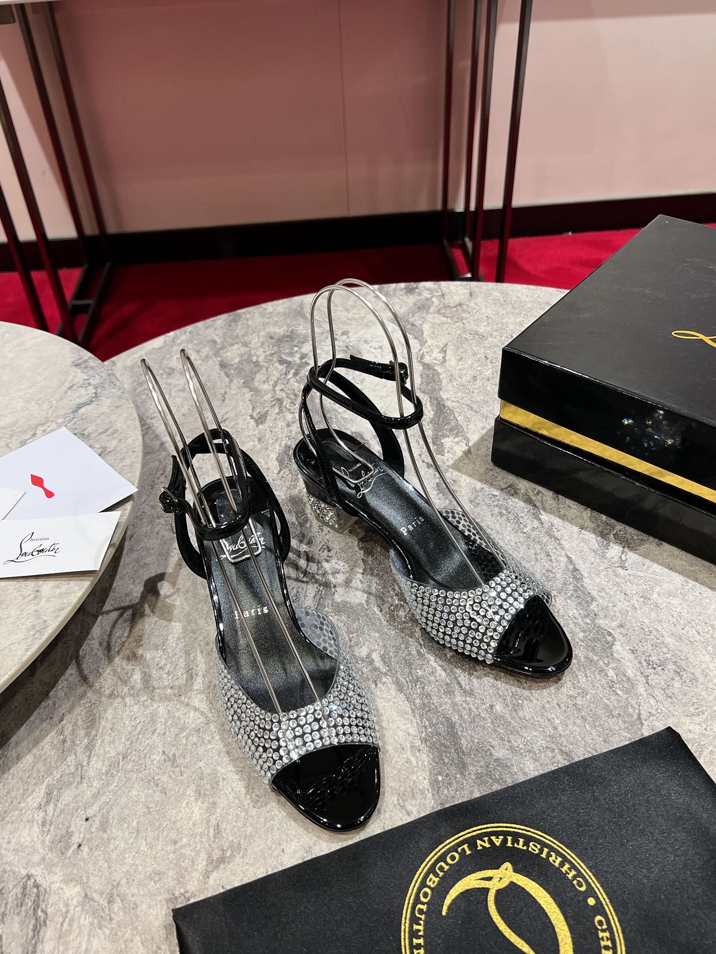 CL Cassandrissima Sandals 5.5cm Black Silver Leather 825391