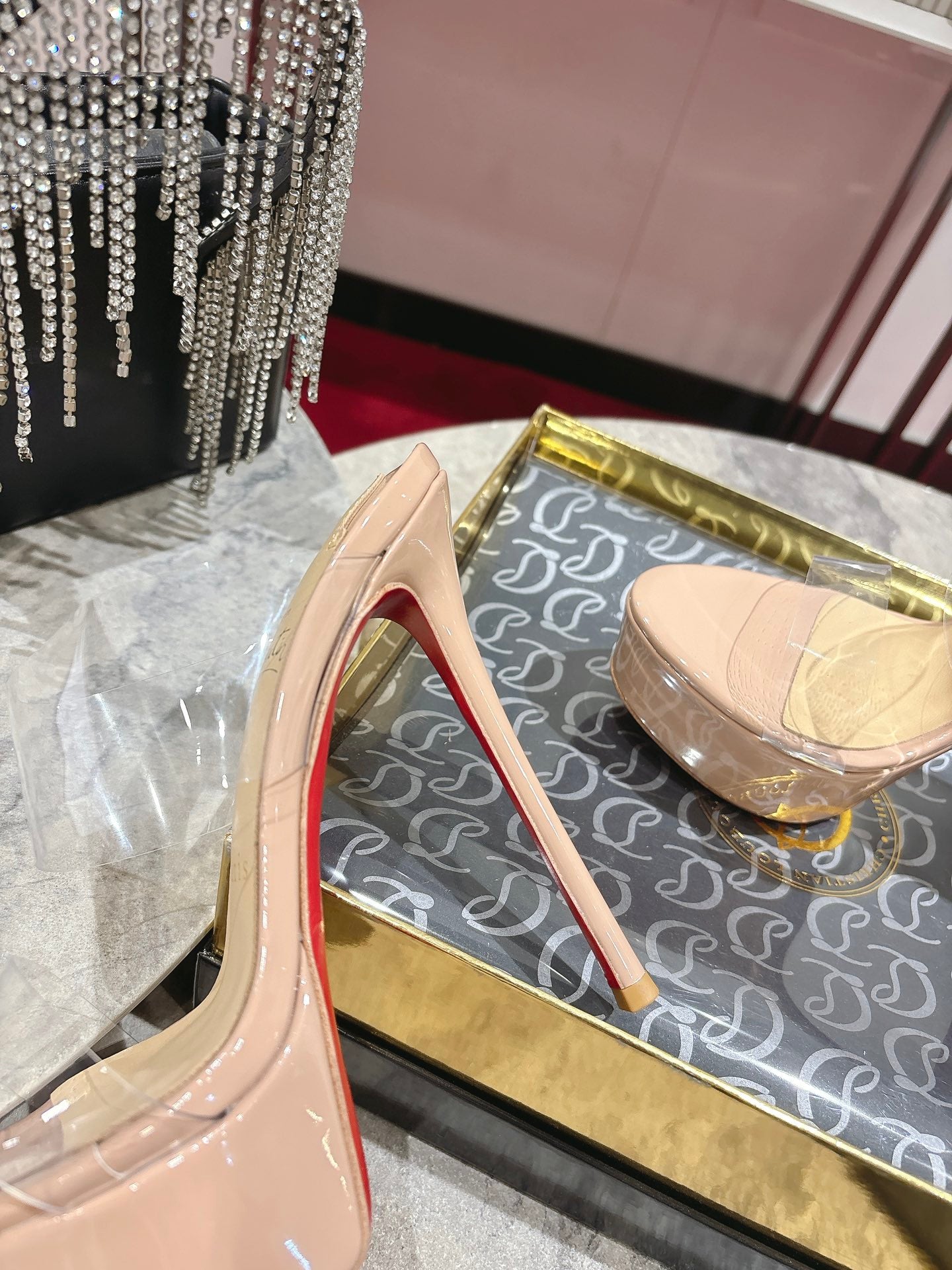 CL Just Nothing Alta 150mm Blush Patent Calfskin
