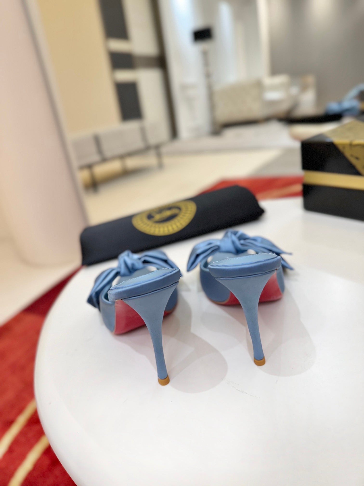 CL Matricia Sandals 10cm Blue Satin 825377
