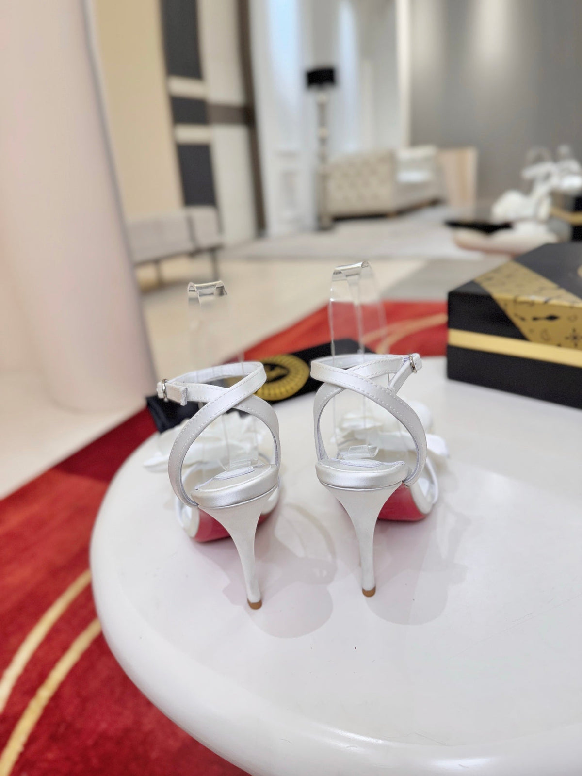 Christian Louboutin 2026 Sandals Miss Z Flora 100 Bianco Crepe Satin