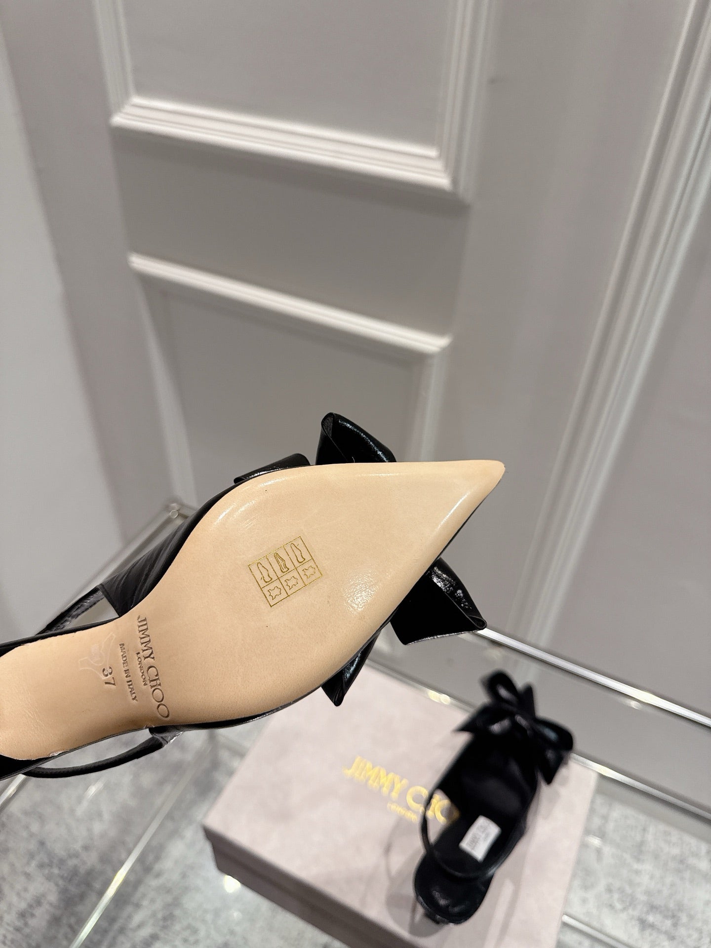 Jimmy Staz Slingback 70mm Black Sheepskin 422442