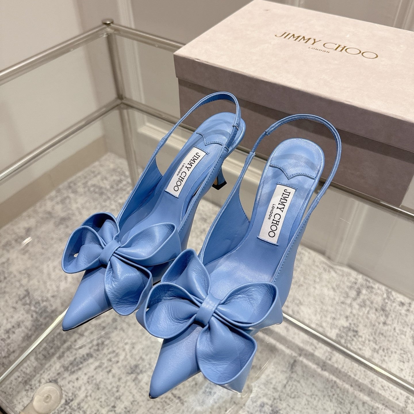 Jimmy Staz Slingback 70mm Dusty Blue Sheepskin 422443