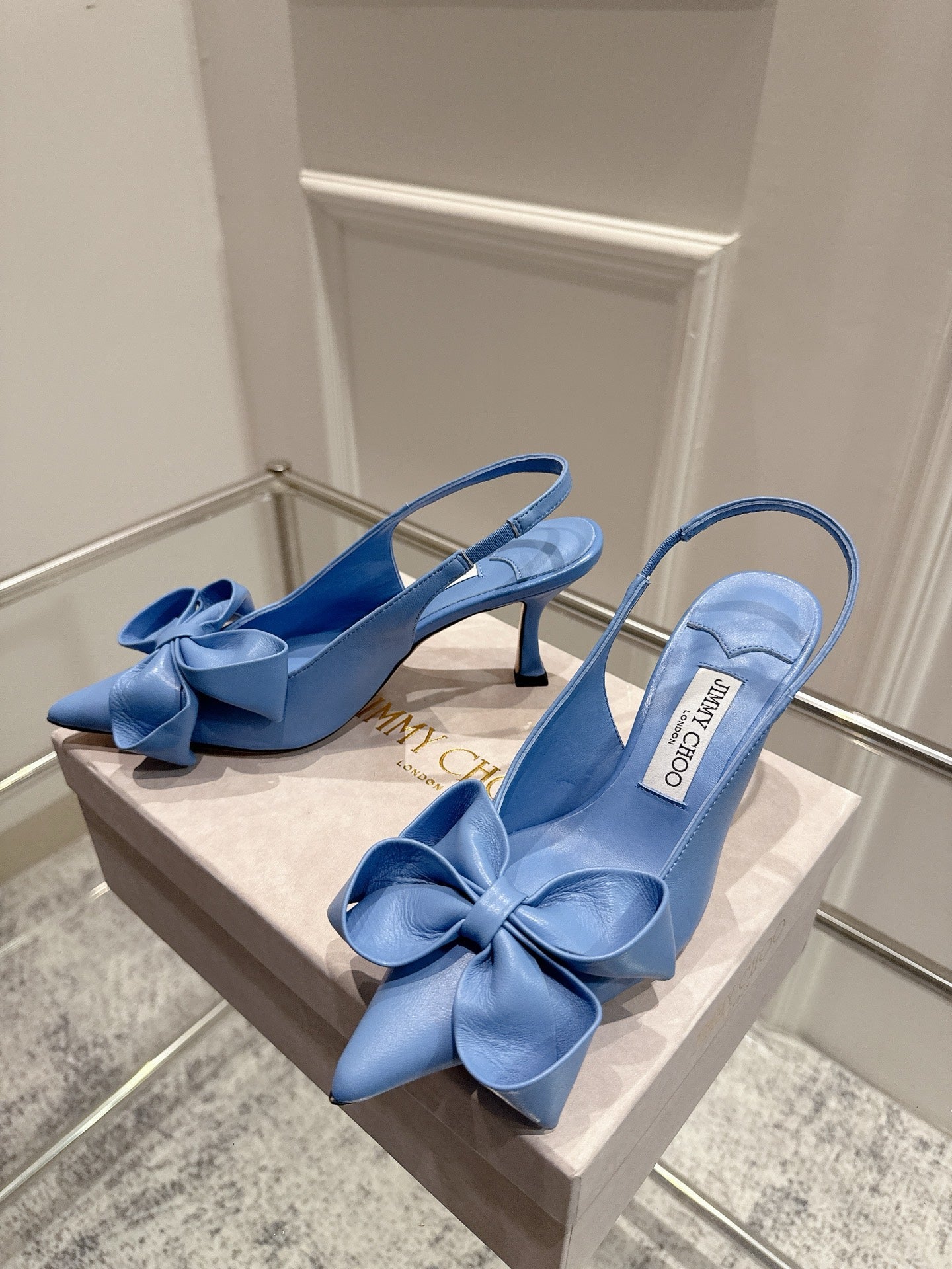 Jimmy Staz Slingback 70mm Dusty Blue Sheepskin 422443