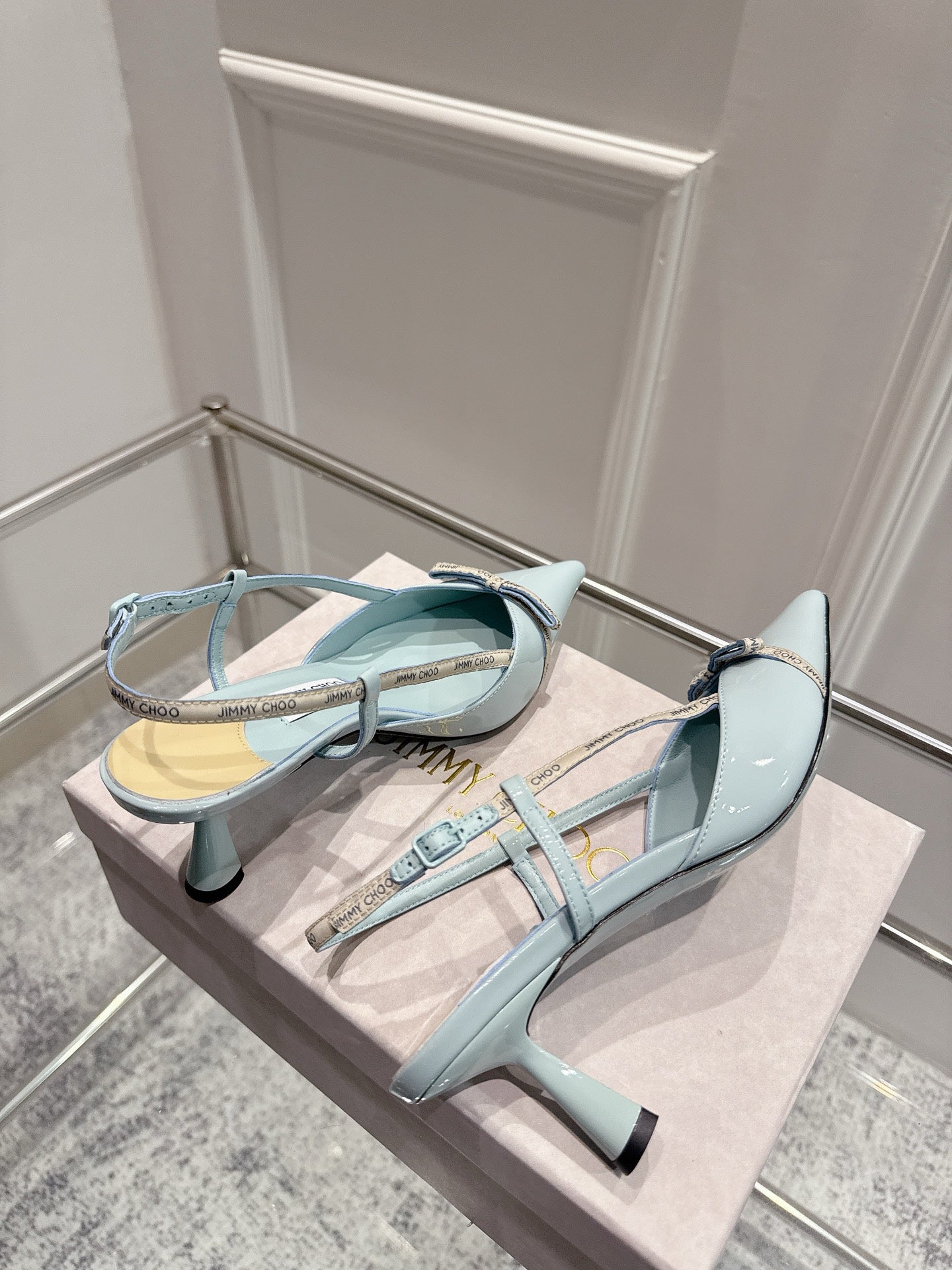 Jimmy Camila Pumps 65mm Light Blue Patent Leather 422445