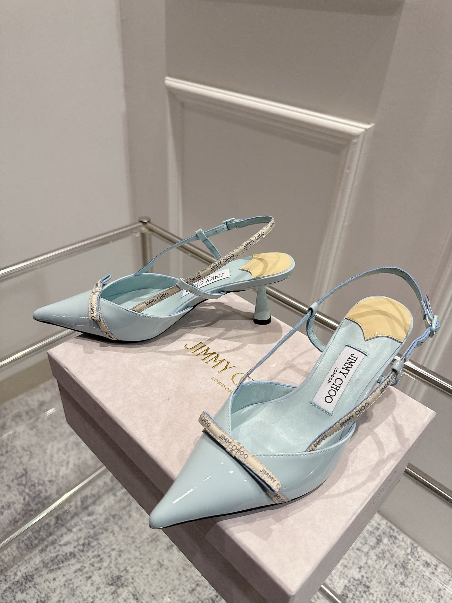 Jimmy Camila Pumps 65mm Light Blue Patent Leather 422445