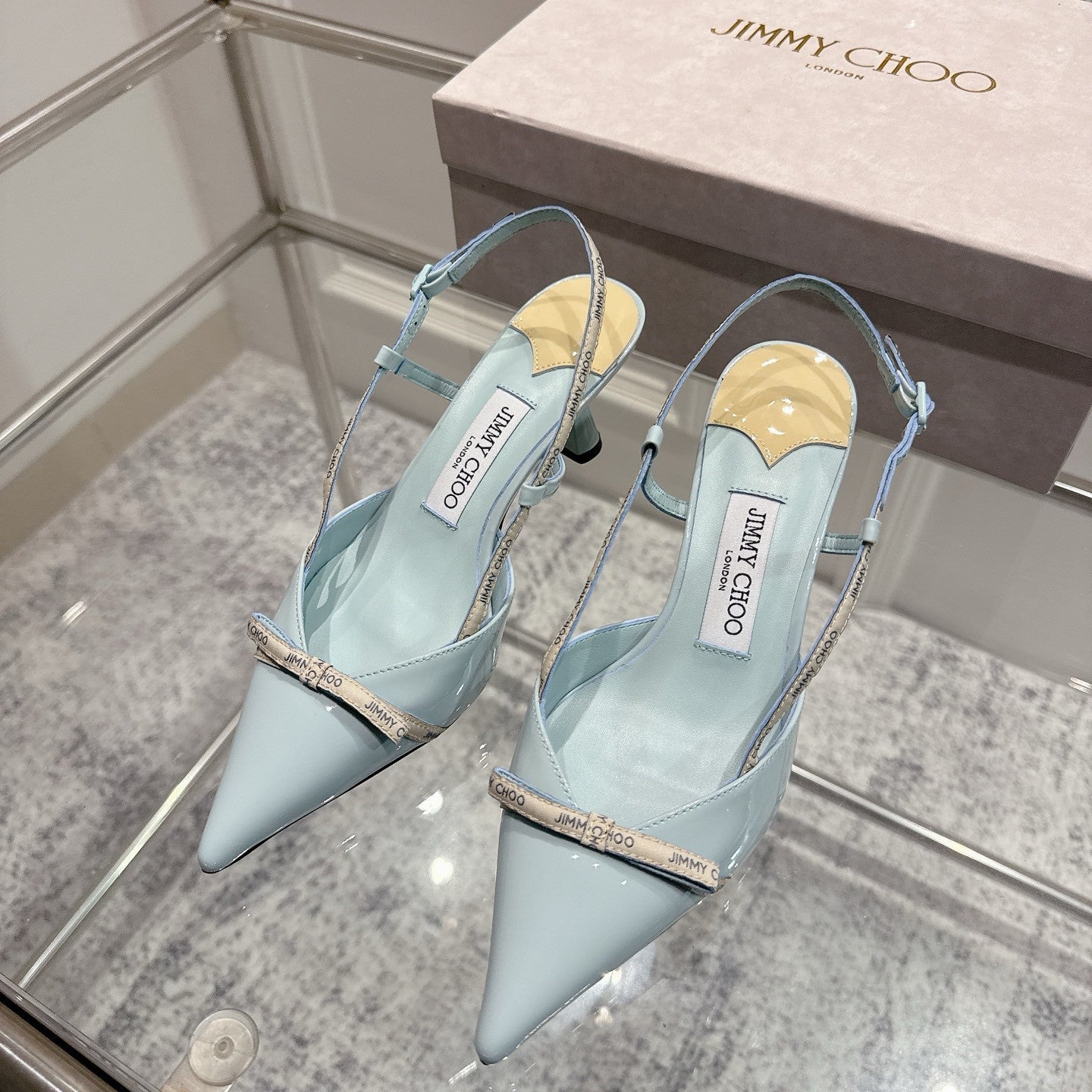 Jimmy Camila Pumps 65mm Light Blue Patent Leather 422445