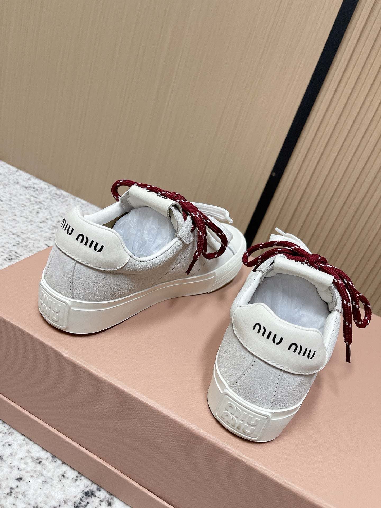 Miu Miu Plume Sneakers White Red Yellow Suede Cowhite 533983