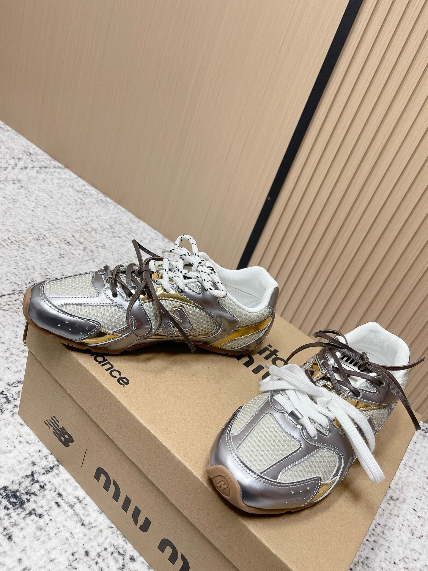 MiuMiu x New Balance Casual Sneakers Multicolor Patent Leather and Mesh 533991