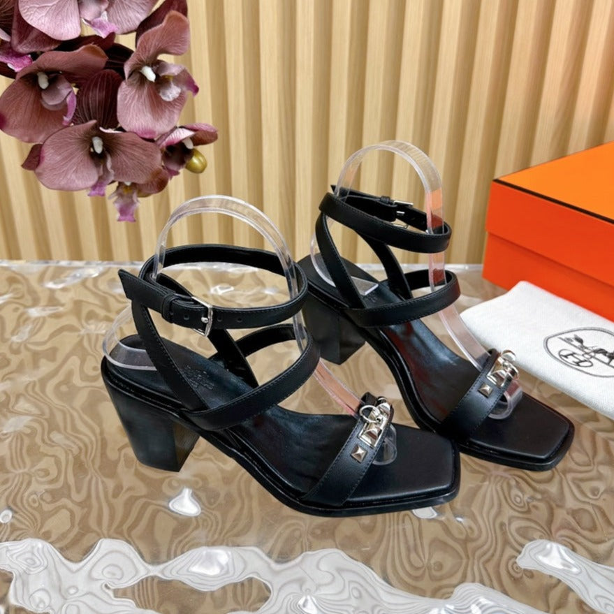 hm iveresse sandal 65 black calfskin