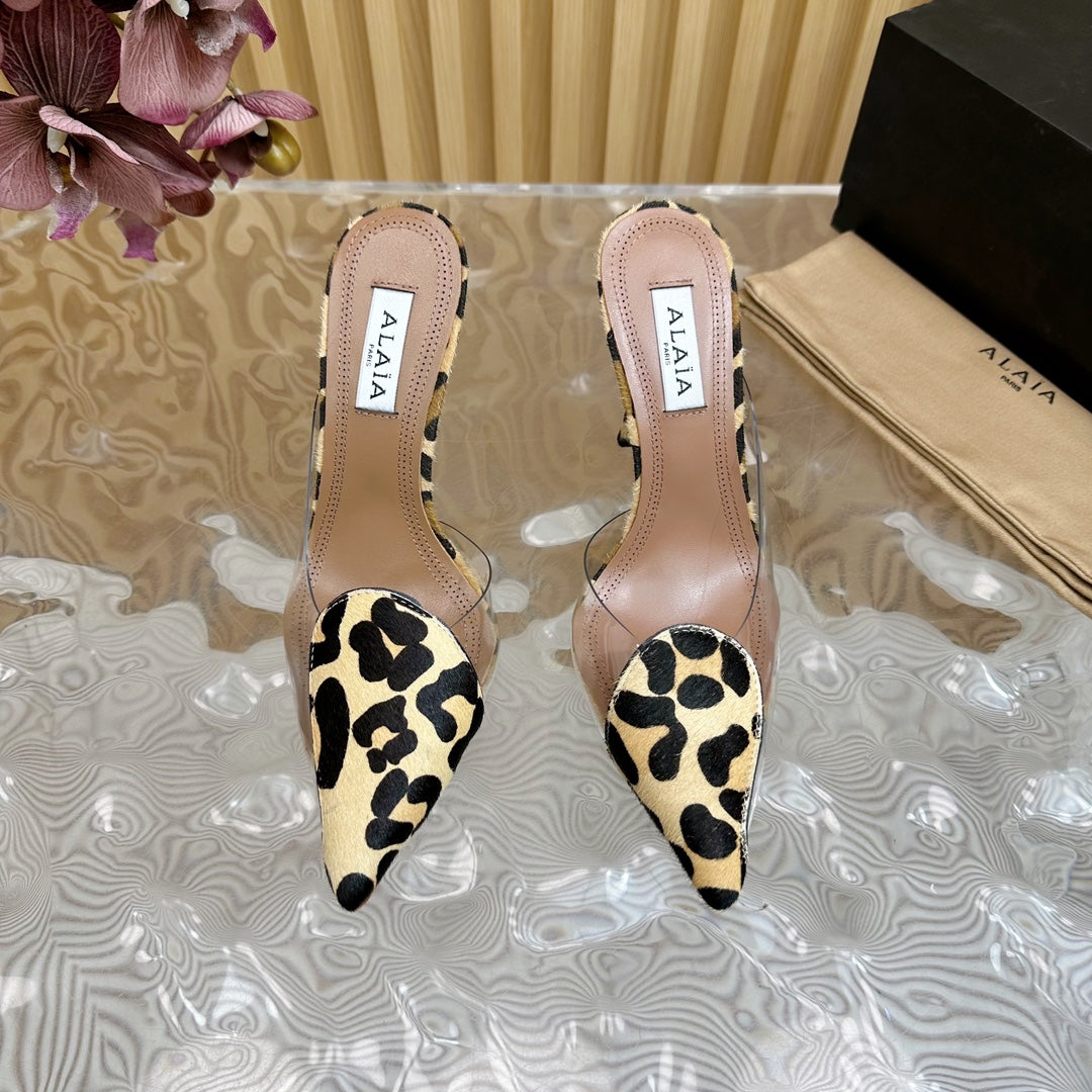 Alaila Mule 100mm In Light Yellow Lambskin With Horse Hair 957211