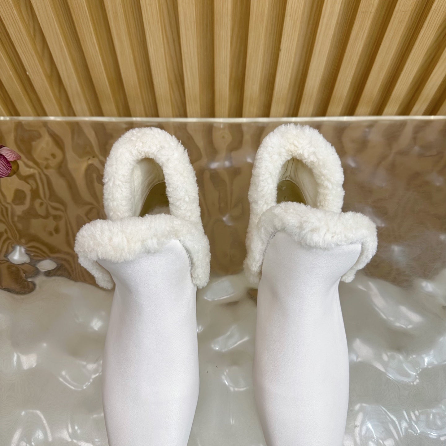 The Row Eros Ankle Boots White Shearling-trimmed Sheepskin 436643