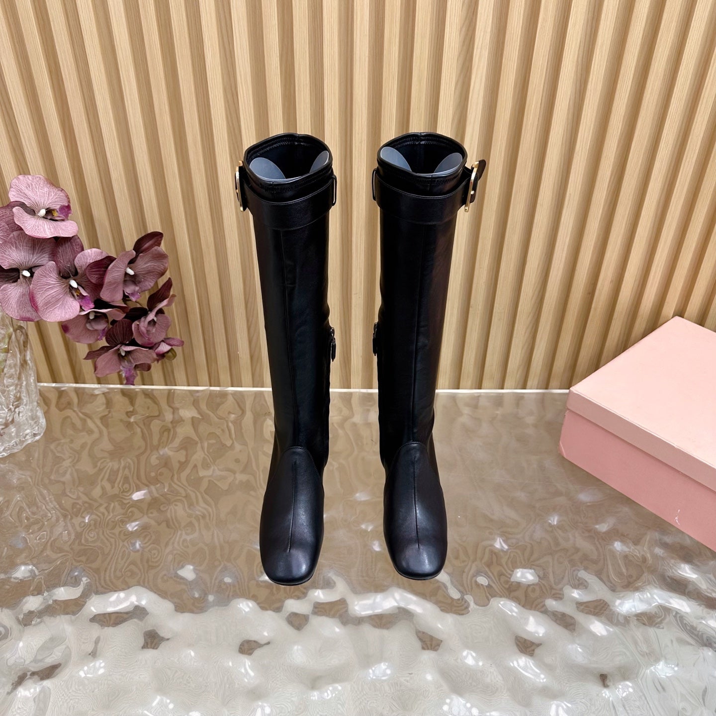 Miu Boots With Buckle Black Nappa Leather 498183