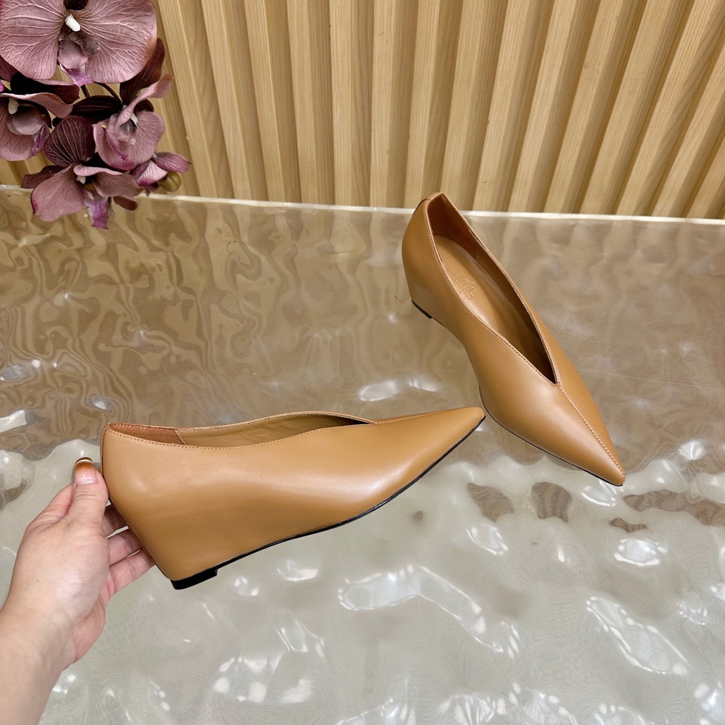 HM Louna 55 Pump 50mm Burnt caramel Sheepskin 498199