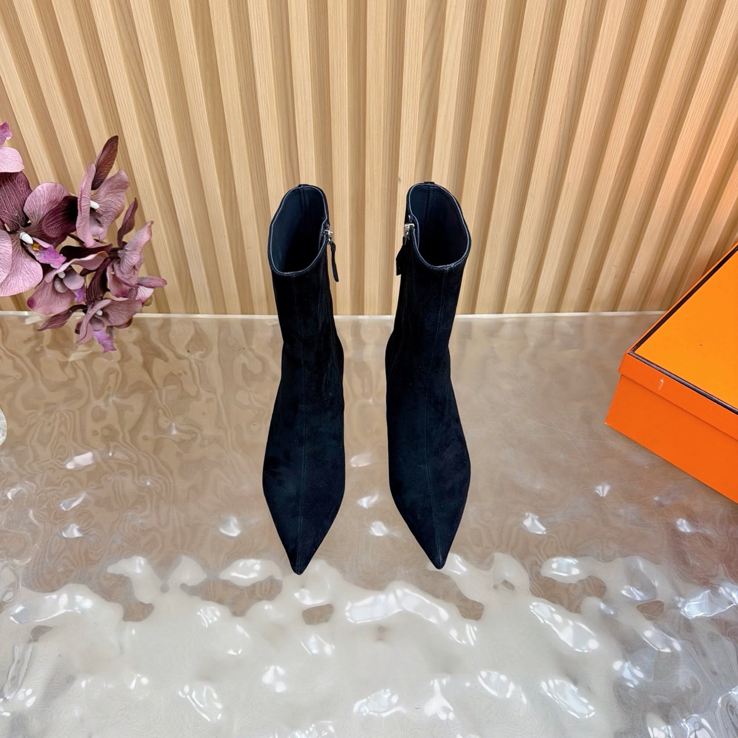 HM Leonie Ankle Boots 7cm Black Suede 589198