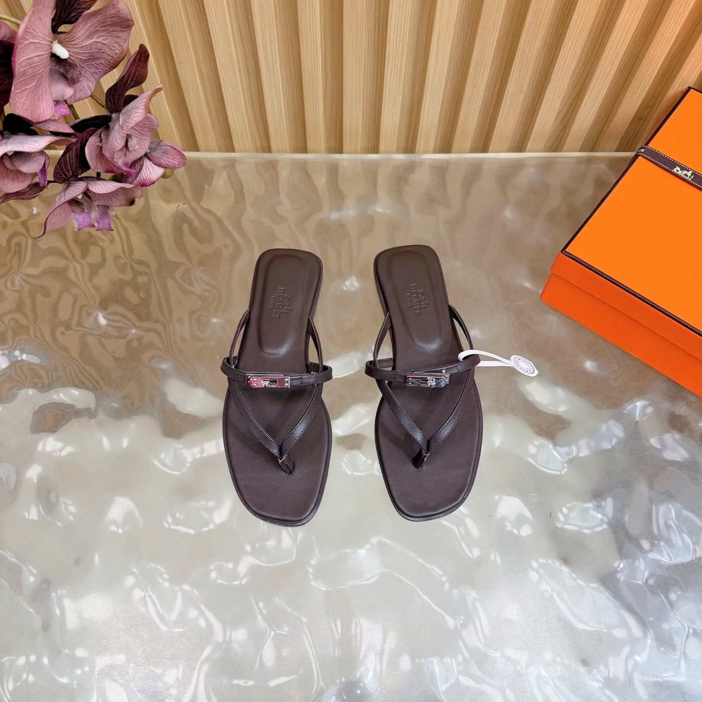 HM Miss Flip-Flops Chocolate Calfskin 589203