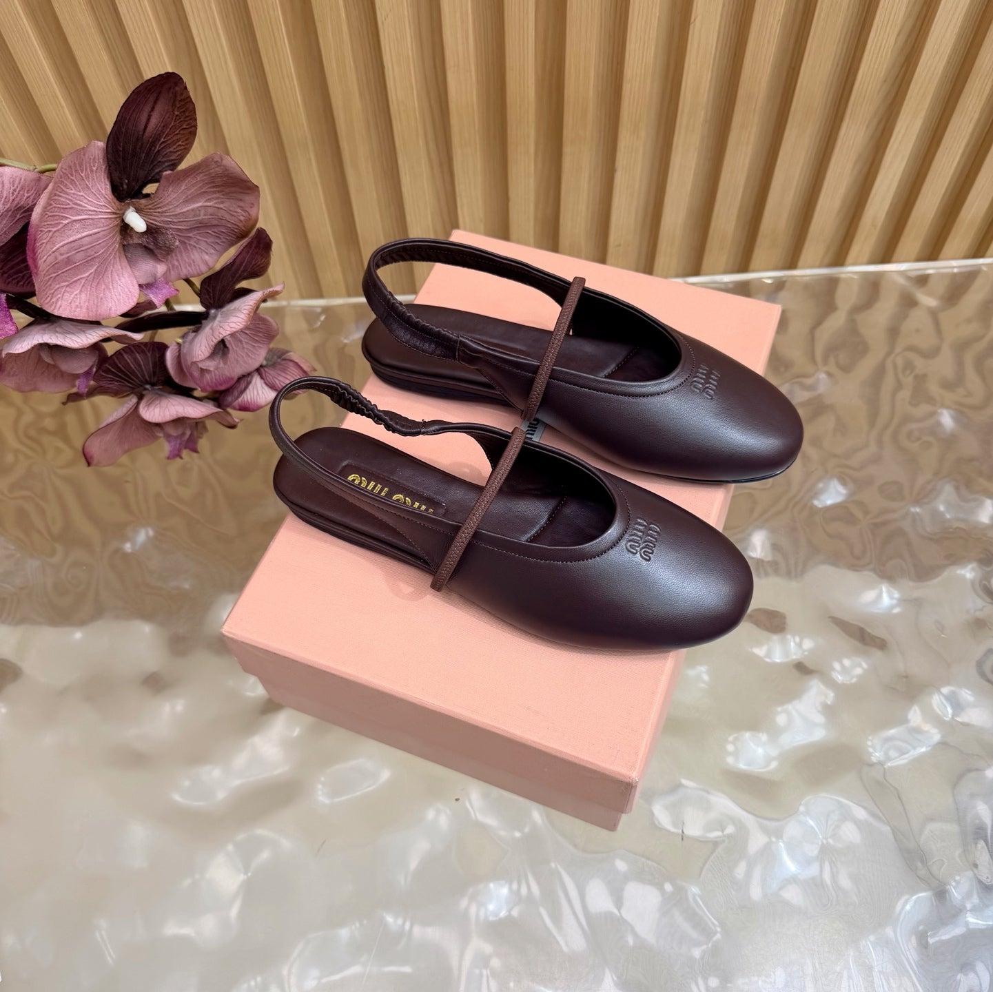 Miu 26s Slingback Ballerinas Deep Burugndy Lambskin 933413