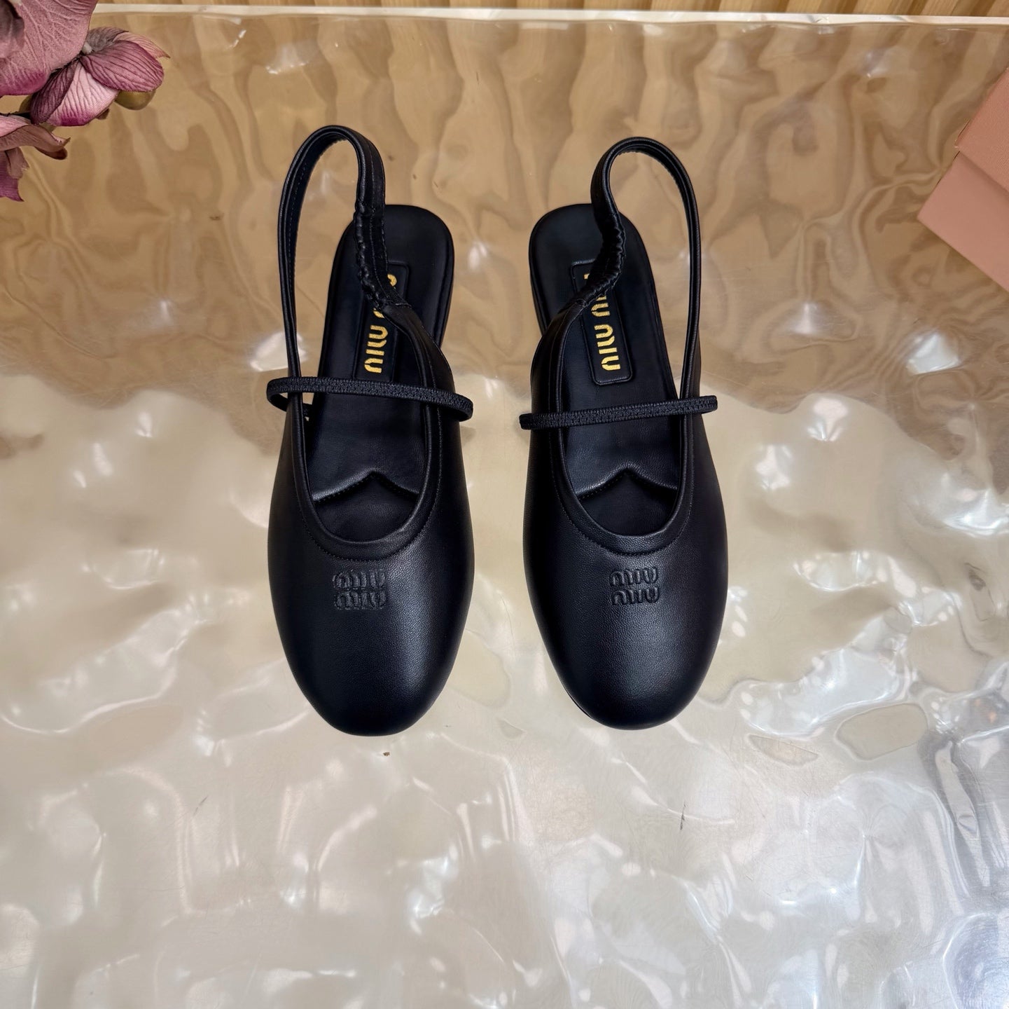 Miu 26s Slingback Ballerinas Black Lambskin 933415