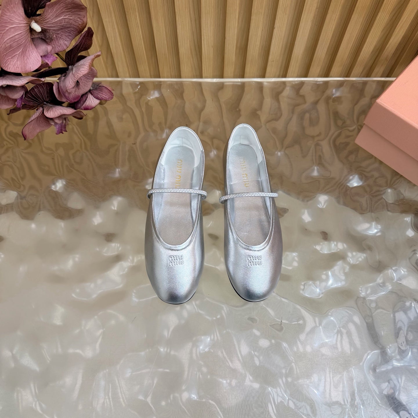 Miu 26s Ballerinas Sliver Lambskin 933416