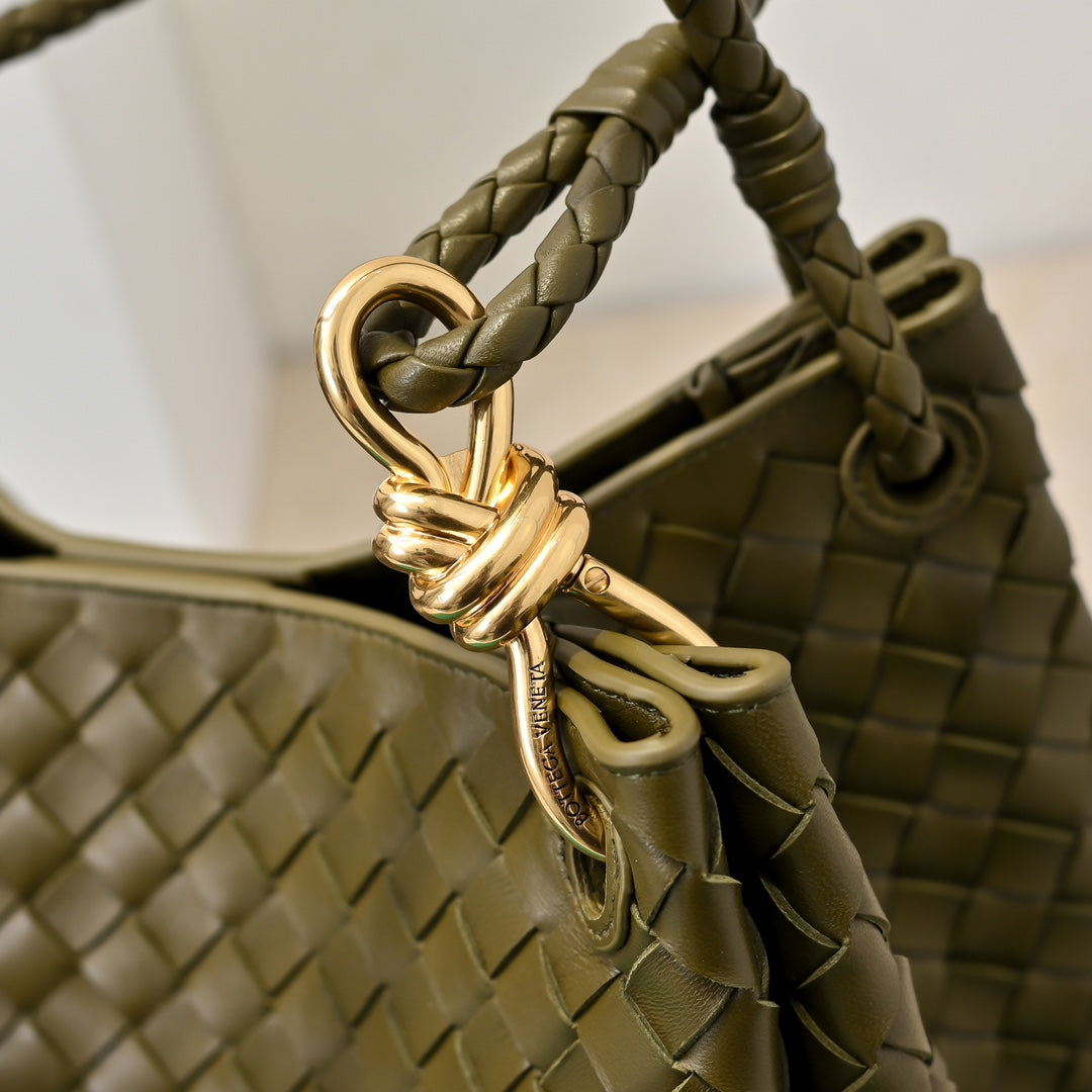 BV 26s Parachute Bag Olive Intrecciato Leather 291411