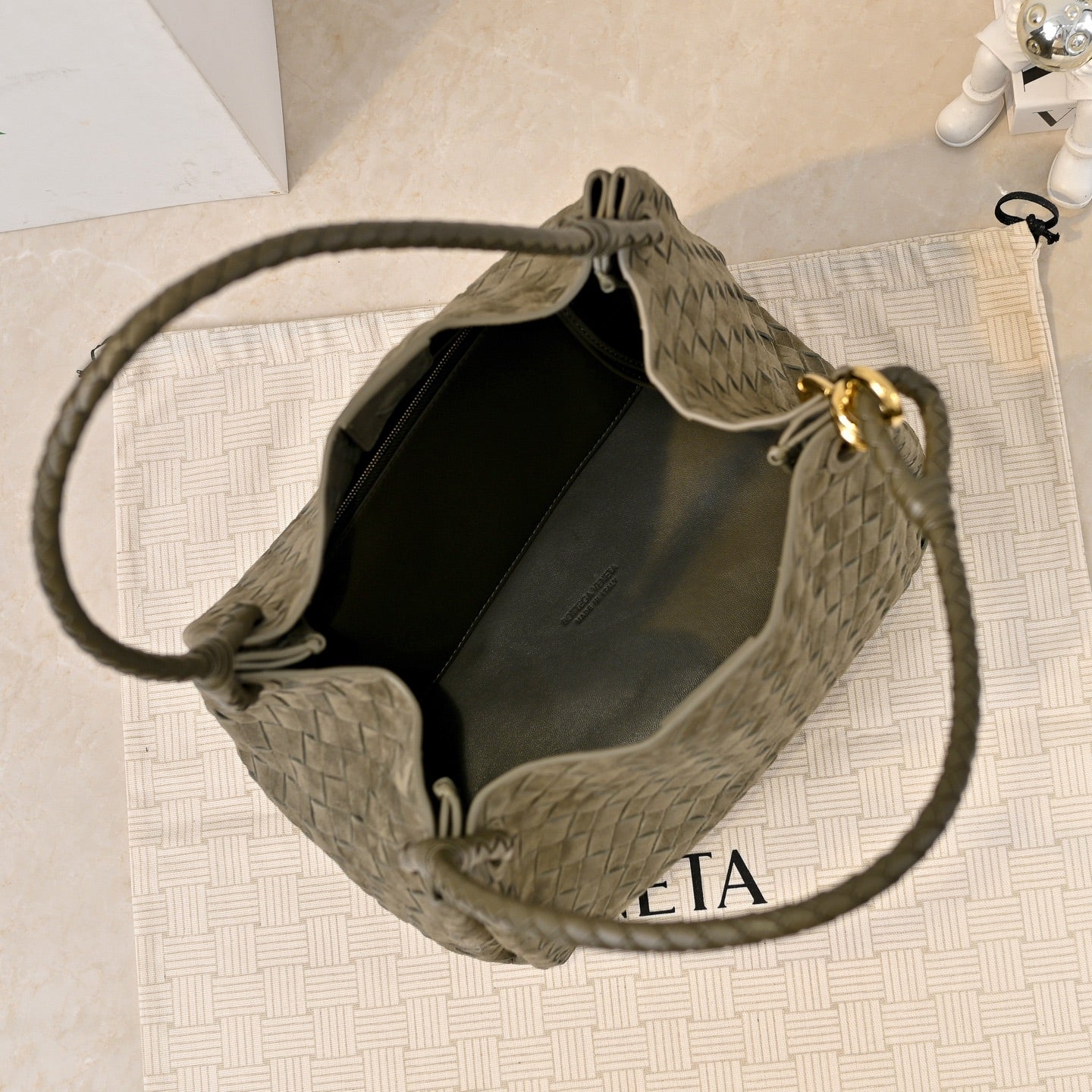 BV 26s Parachute Bag Olive Intrecciato Suede 291417