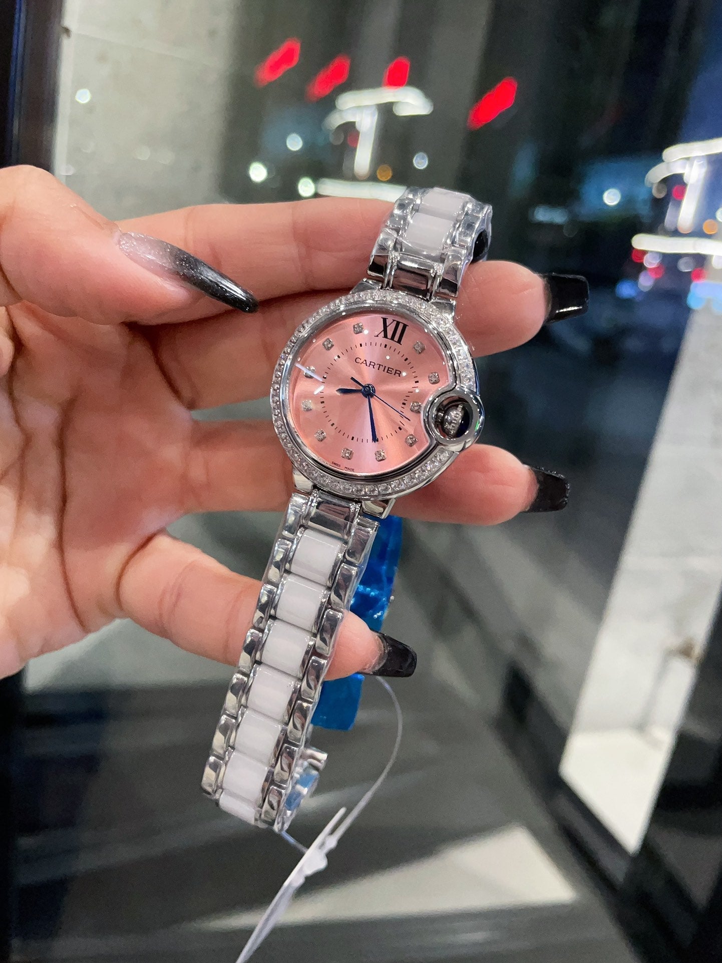 Cartier Men's Bleu Balloon 33mm Silver Pink Dial