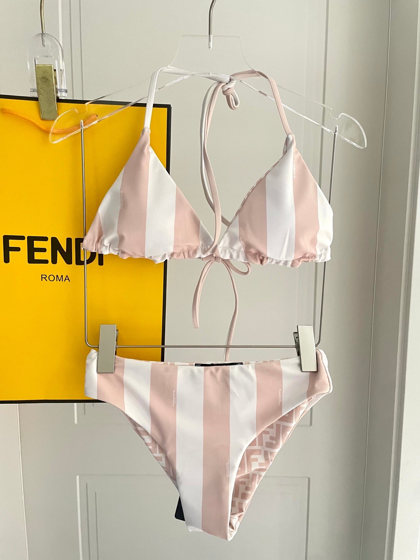 Fendi Swimsuit Pink White Technical Fabric 180516