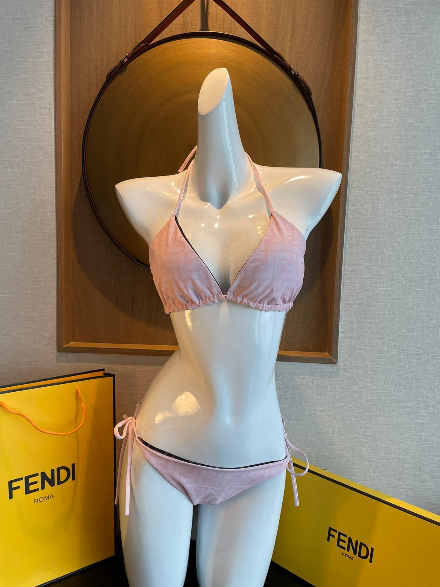 Fendi Swimsuits Pink Beige Cotton 180523