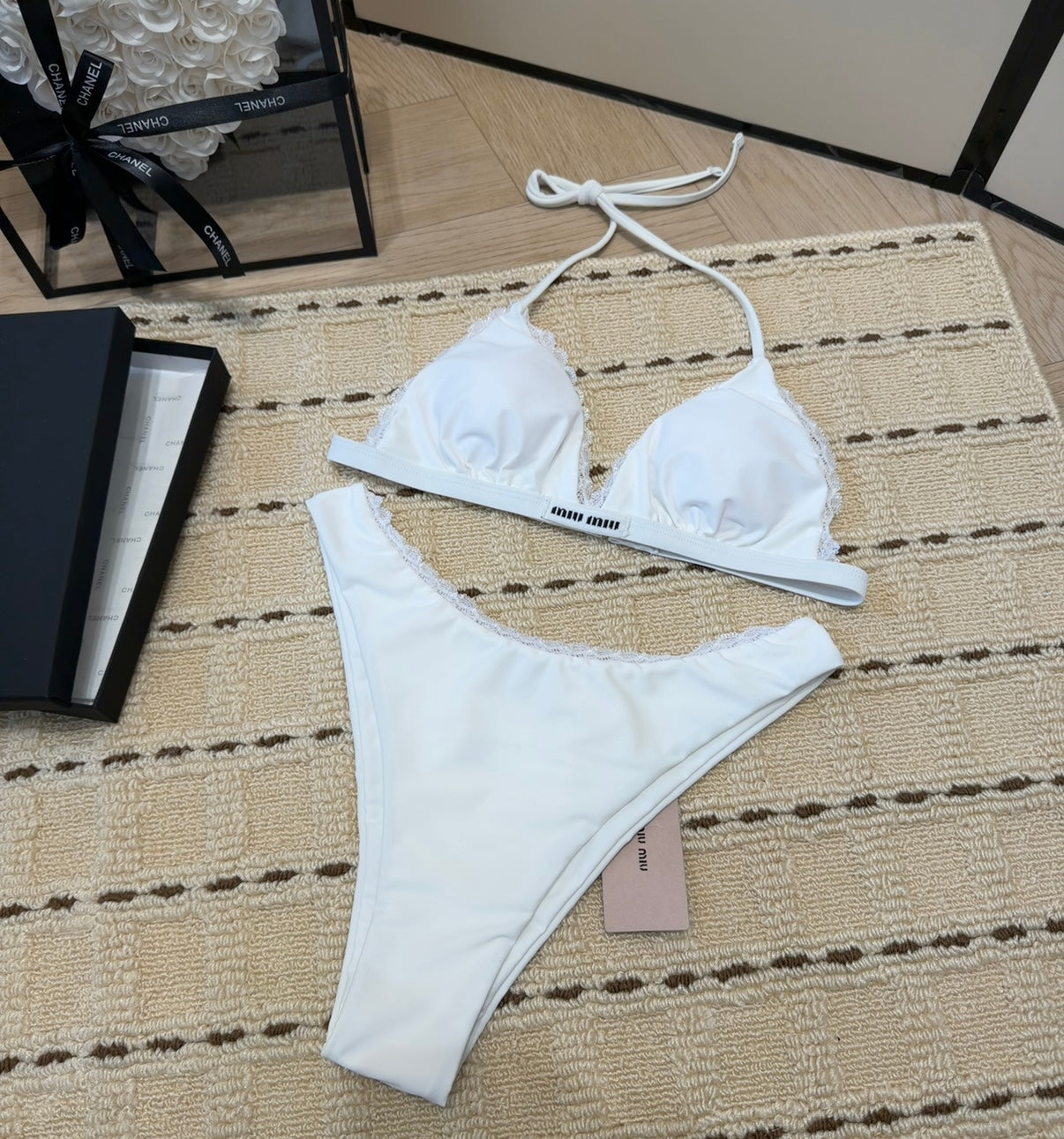 Miu Swimsuits White Cotton 180545