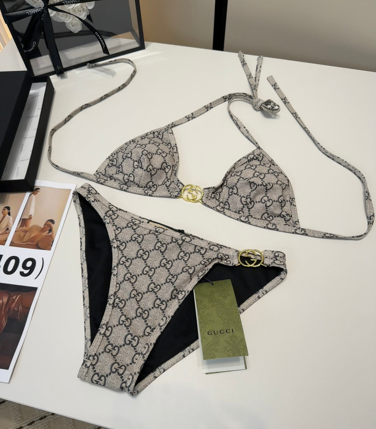 Gucci 26s Swimsuit Grey Cotton 185813