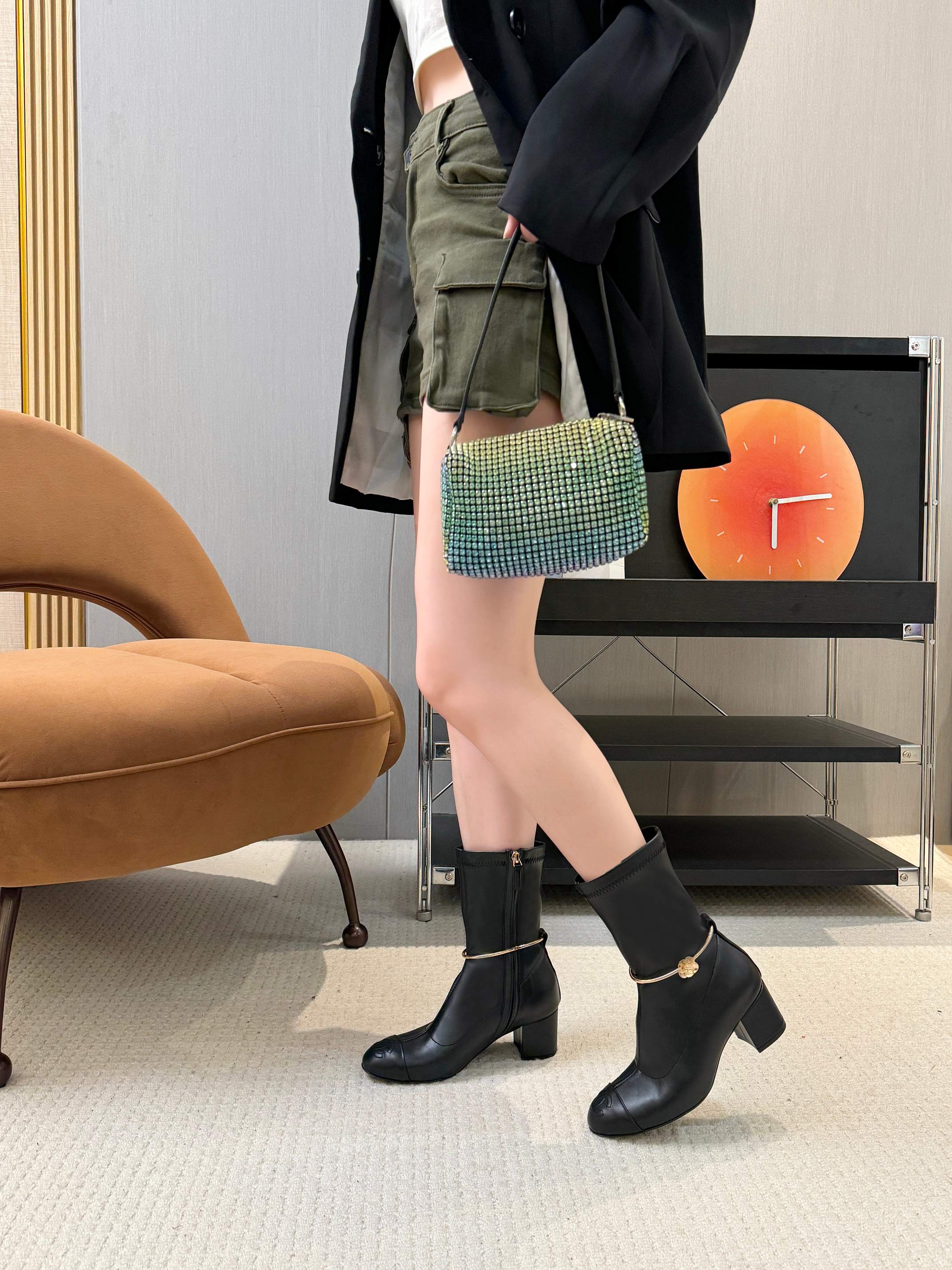 CC Cruise 25/26 Ankle Boot 6cm Black Calfskin 924512