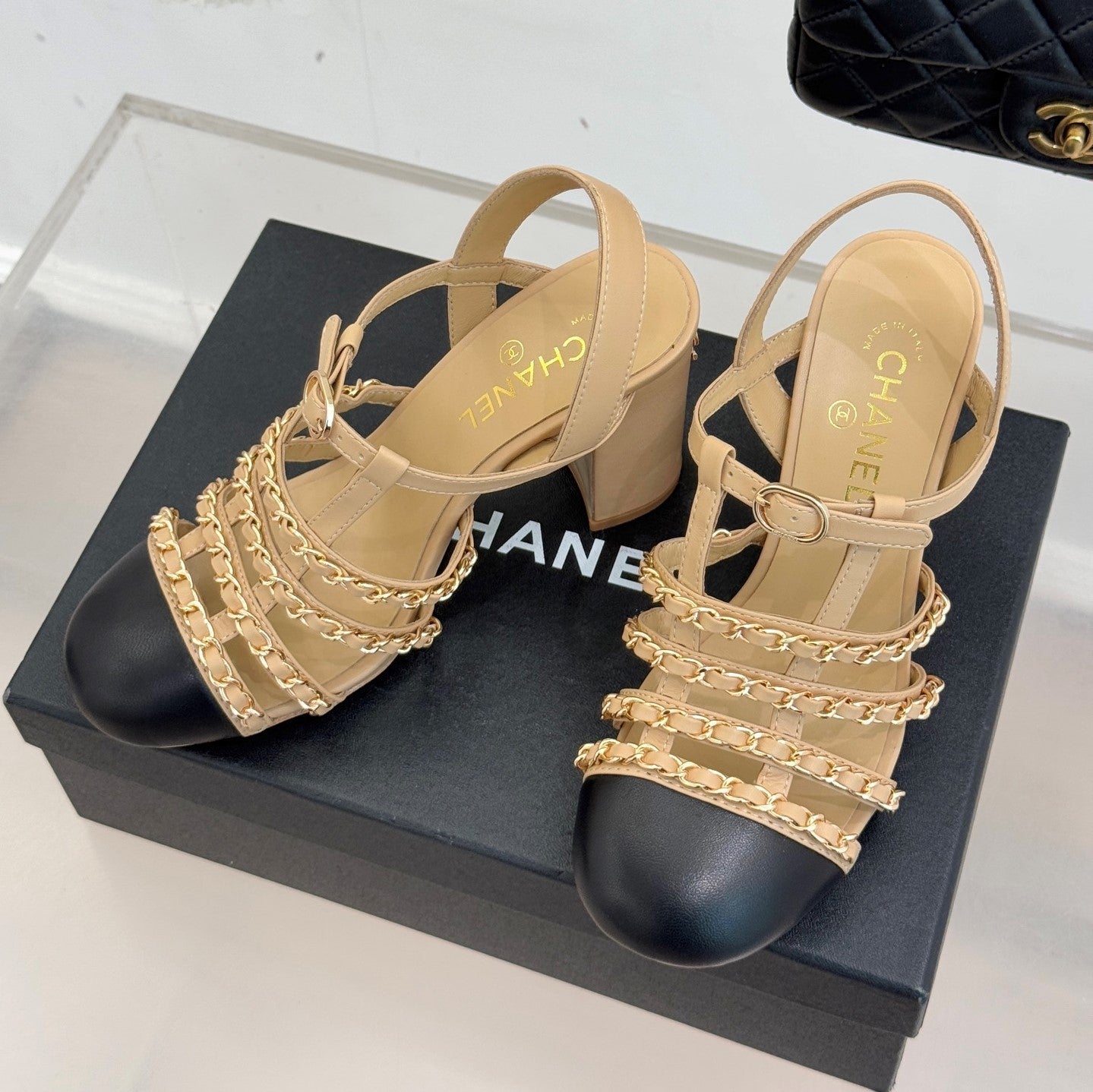 Cruise 25/26 Slingbacks 90mm Black Beige Lambskin
