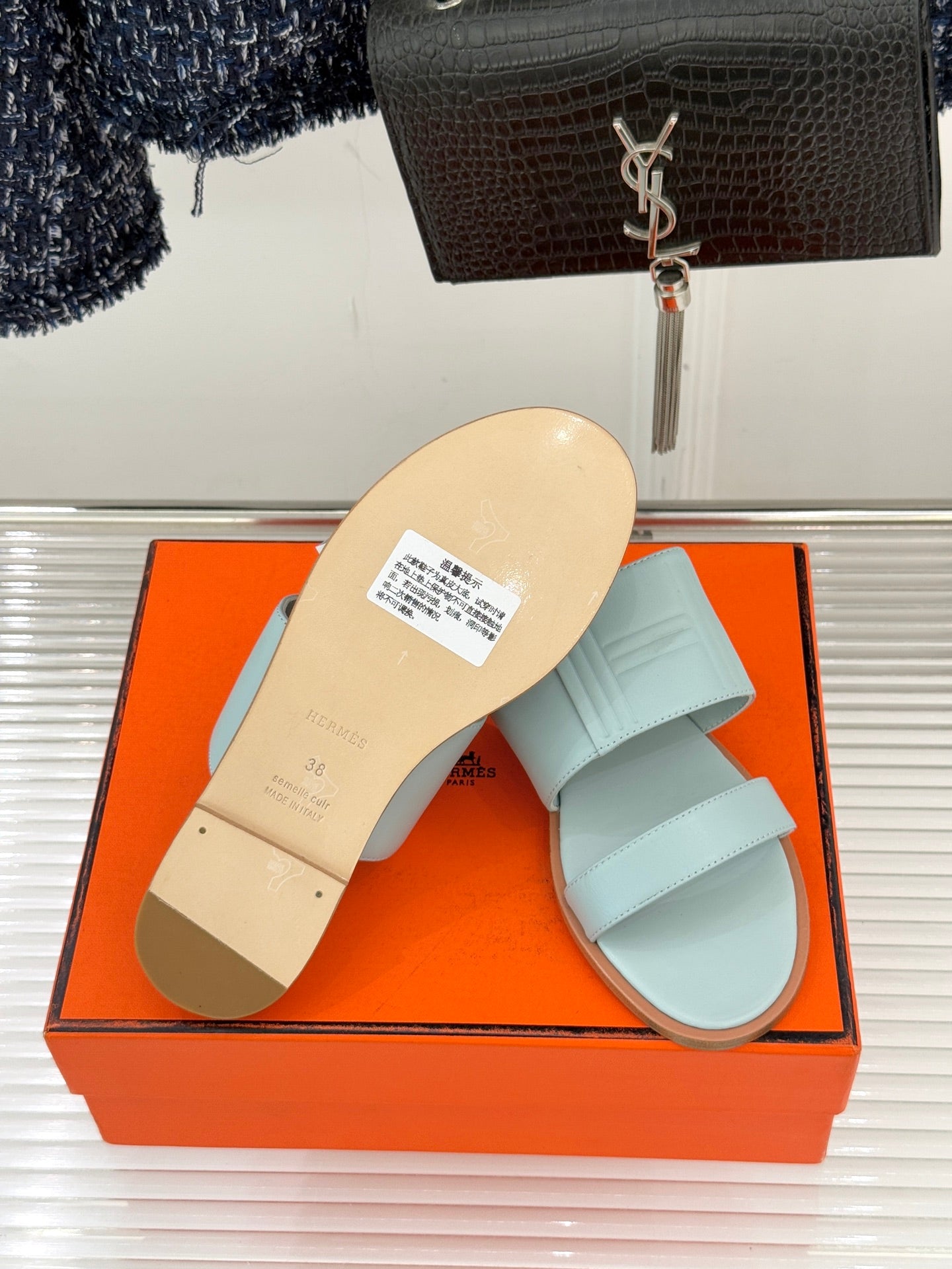HM 26WF Monica 60 Sandal Stale Blue Sheepskin 642856