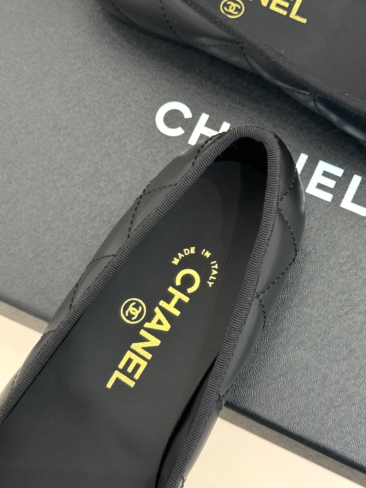 CC 26s Cambon Ballet Flats Black Quited Lambskin 887794