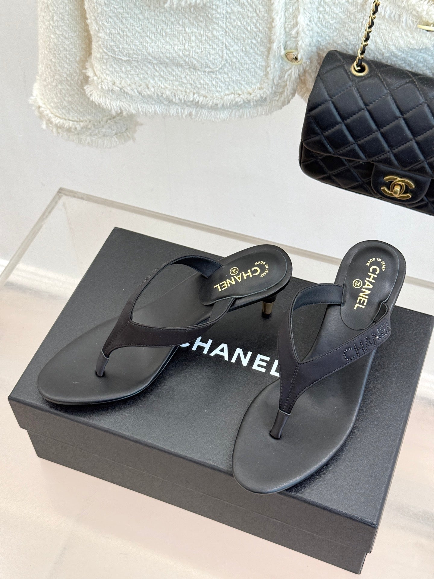 CC 2026 Thong Sandal 5.5cm Black Satin 825791