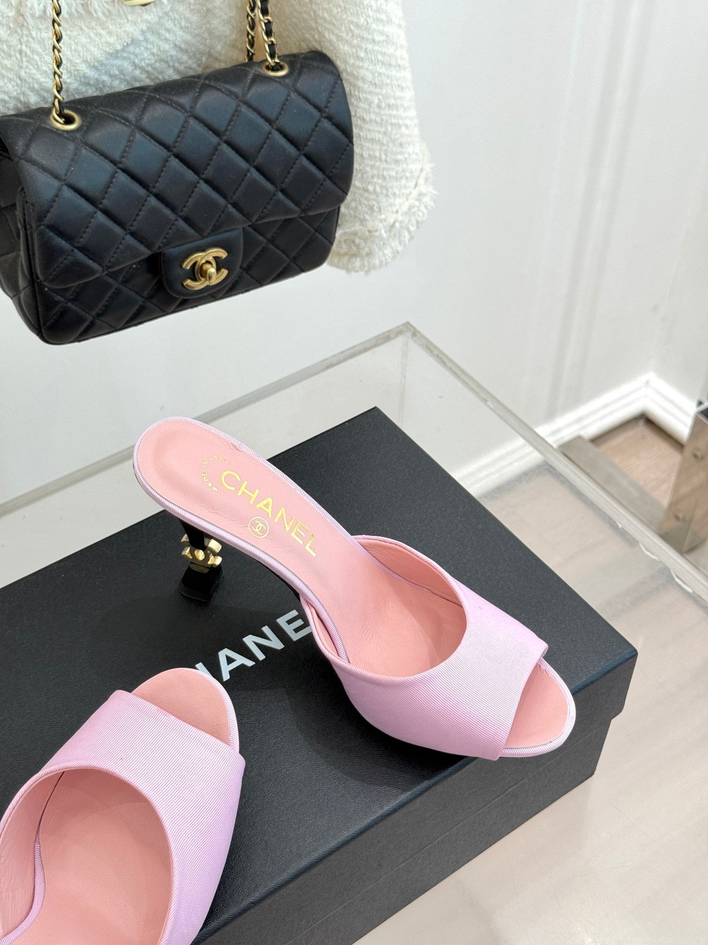 CC 26s Open-Toe Mule Sandals Pink Satin 936840