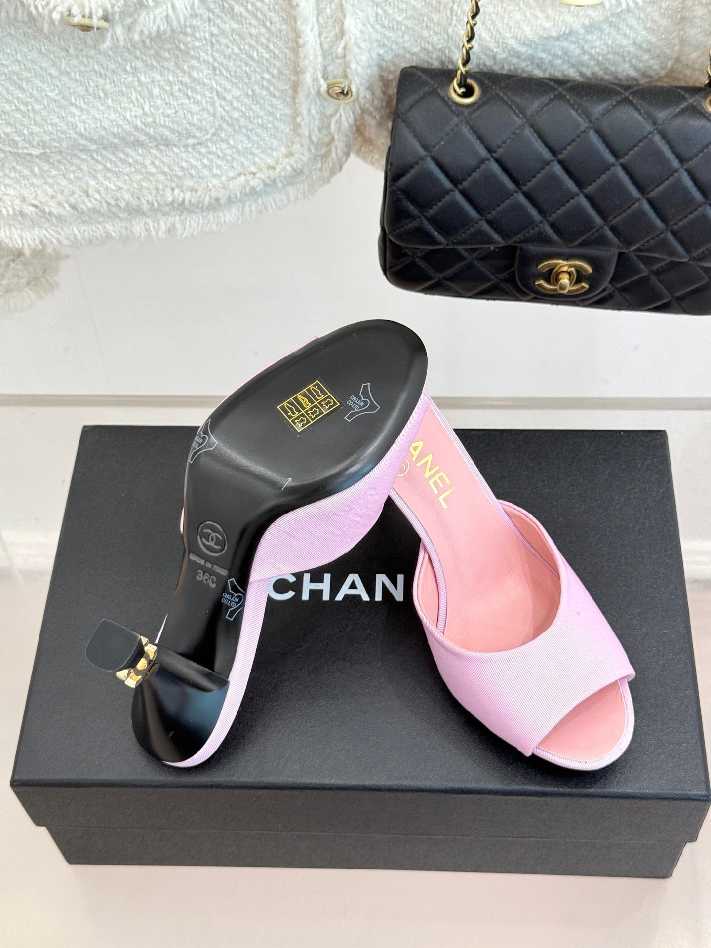 CC 26s Open-Toe Mule Sandals Pink Satin 936840