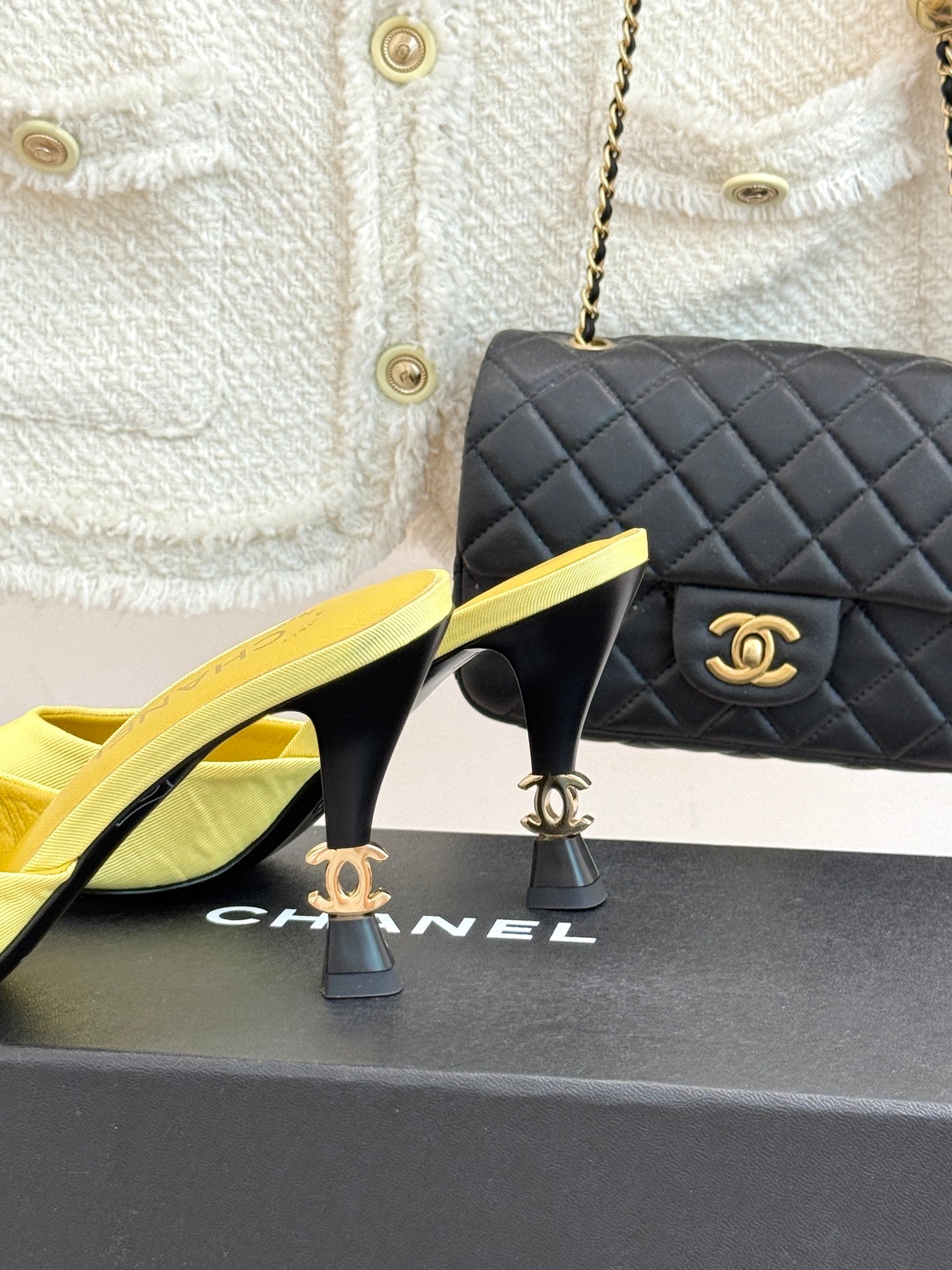 CC 26s Open-Toe Mule Sandals Yellow Satin 936843
