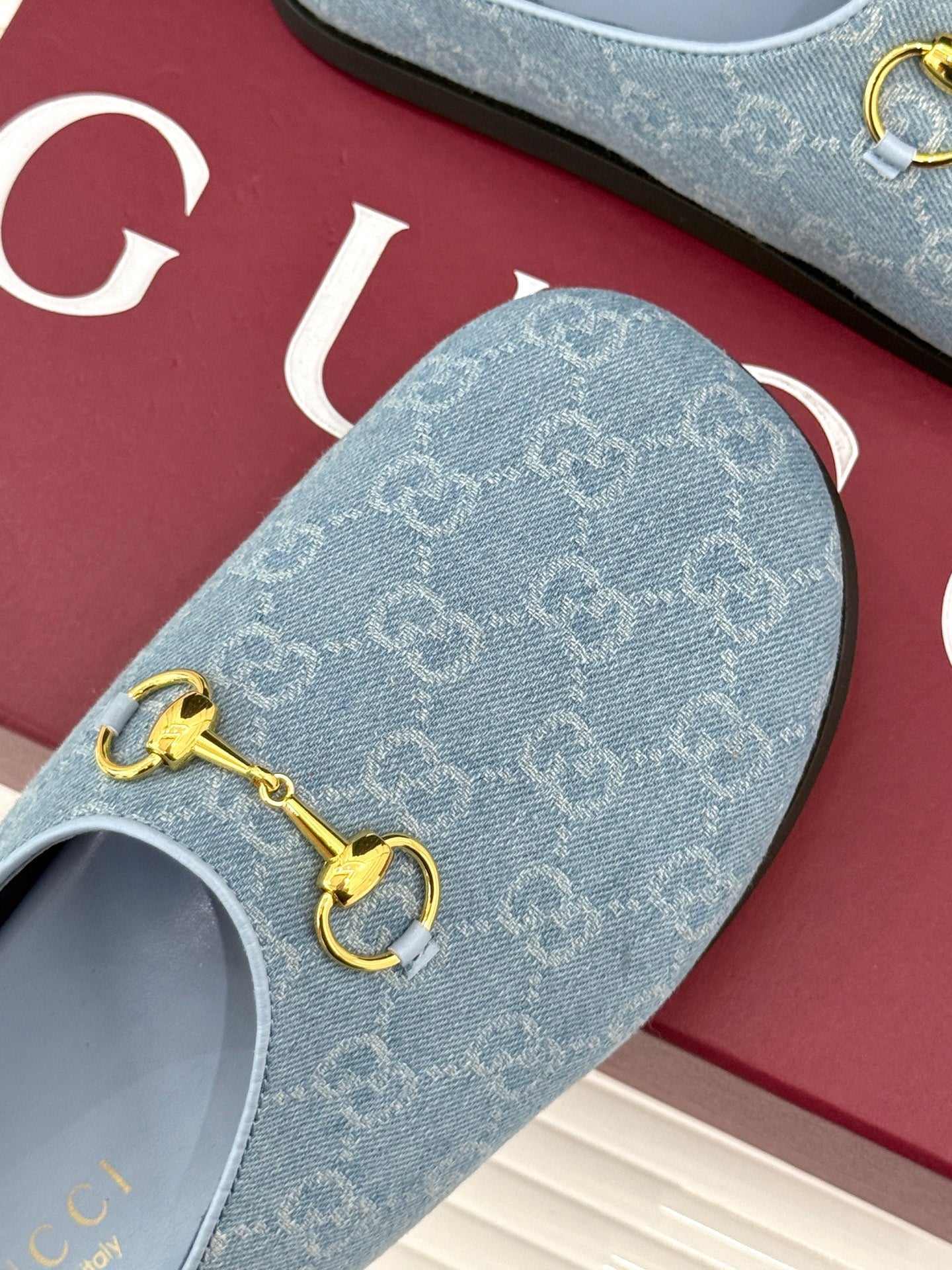 GG Mule With Horsebit Blue Canvas 905745