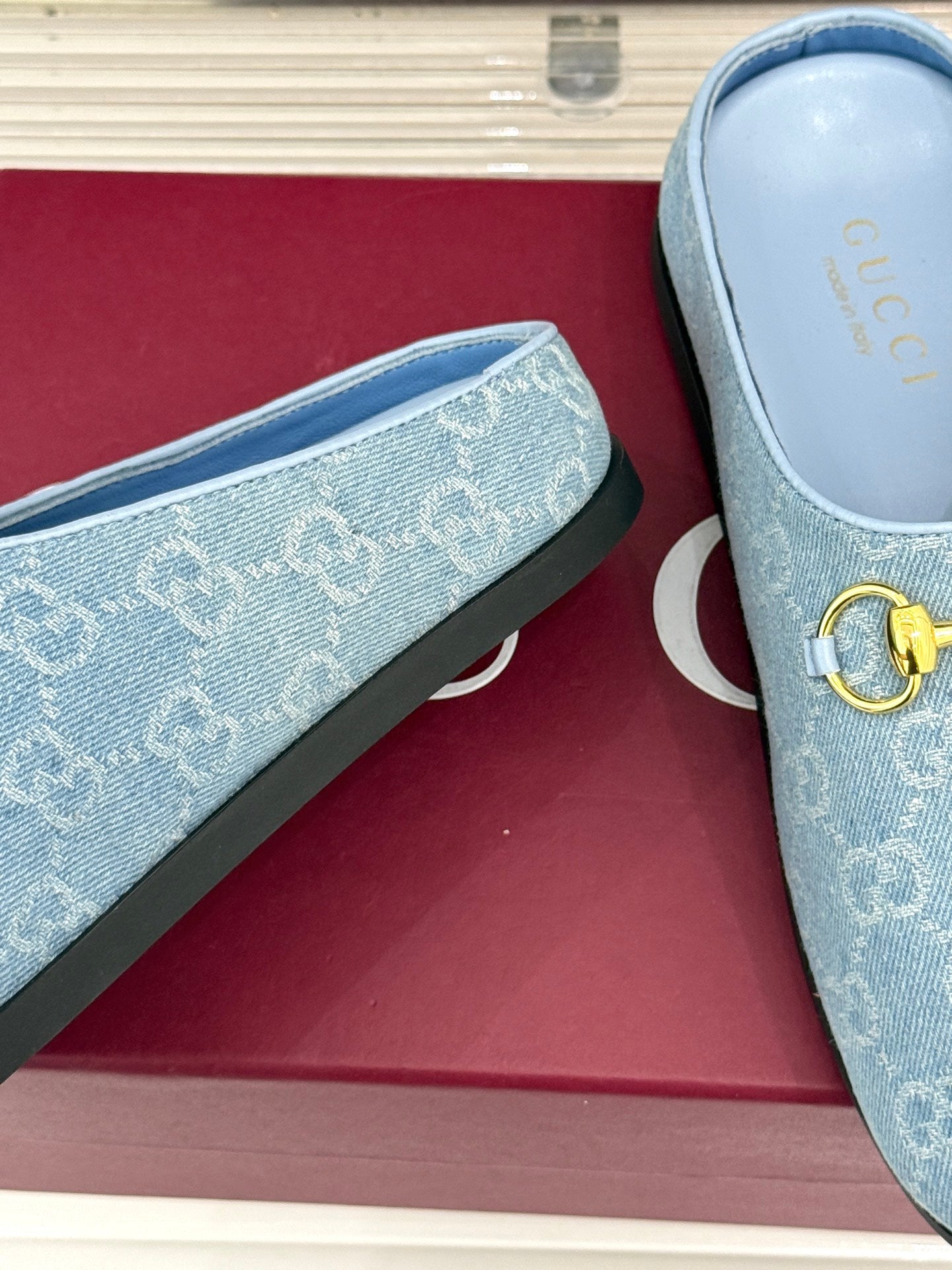 GG Mule With Horsebit Blue Canvas 905745