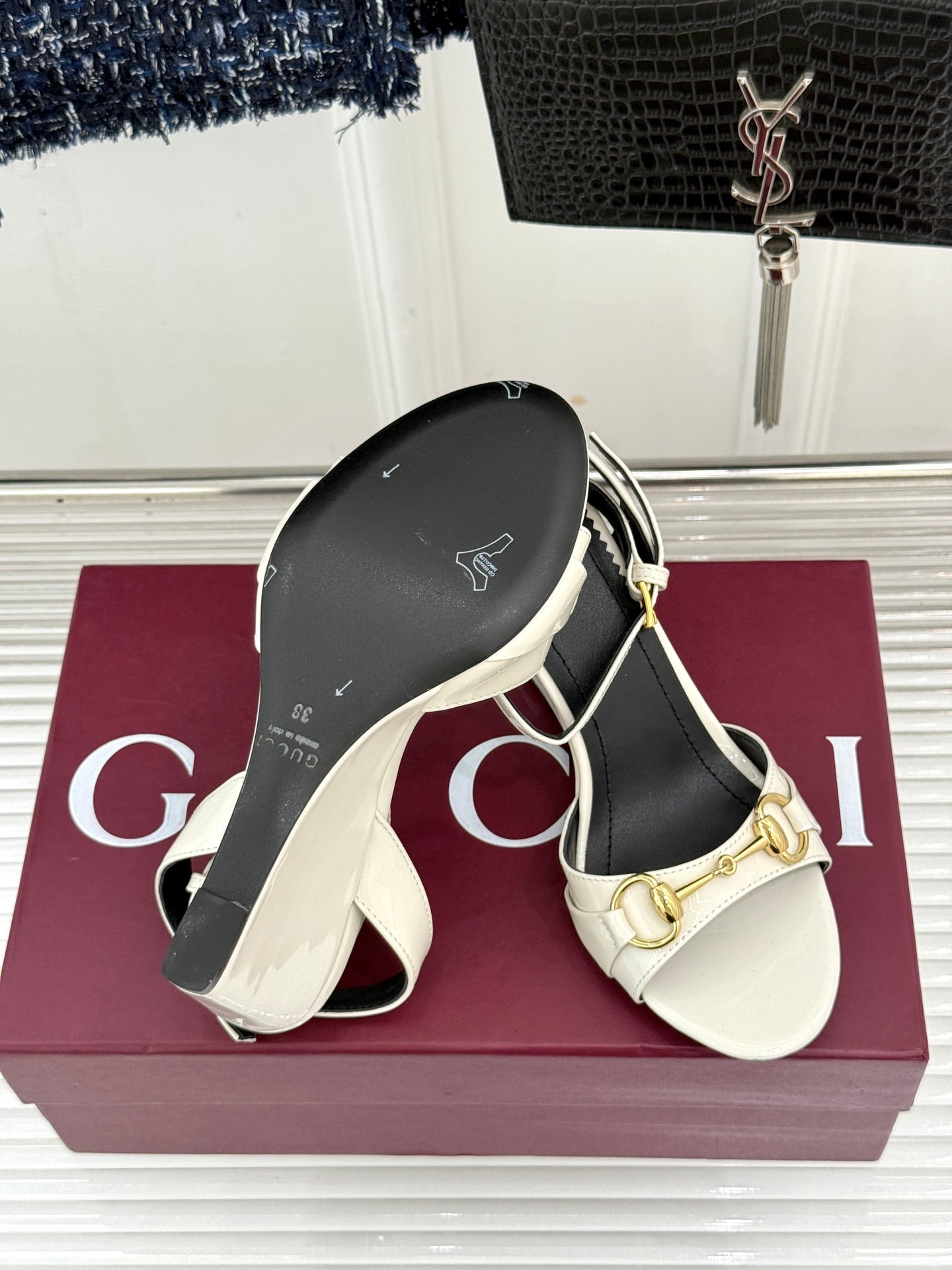 GG 26s Donna Wedge Sandal 8cm White Sheepskin 991722