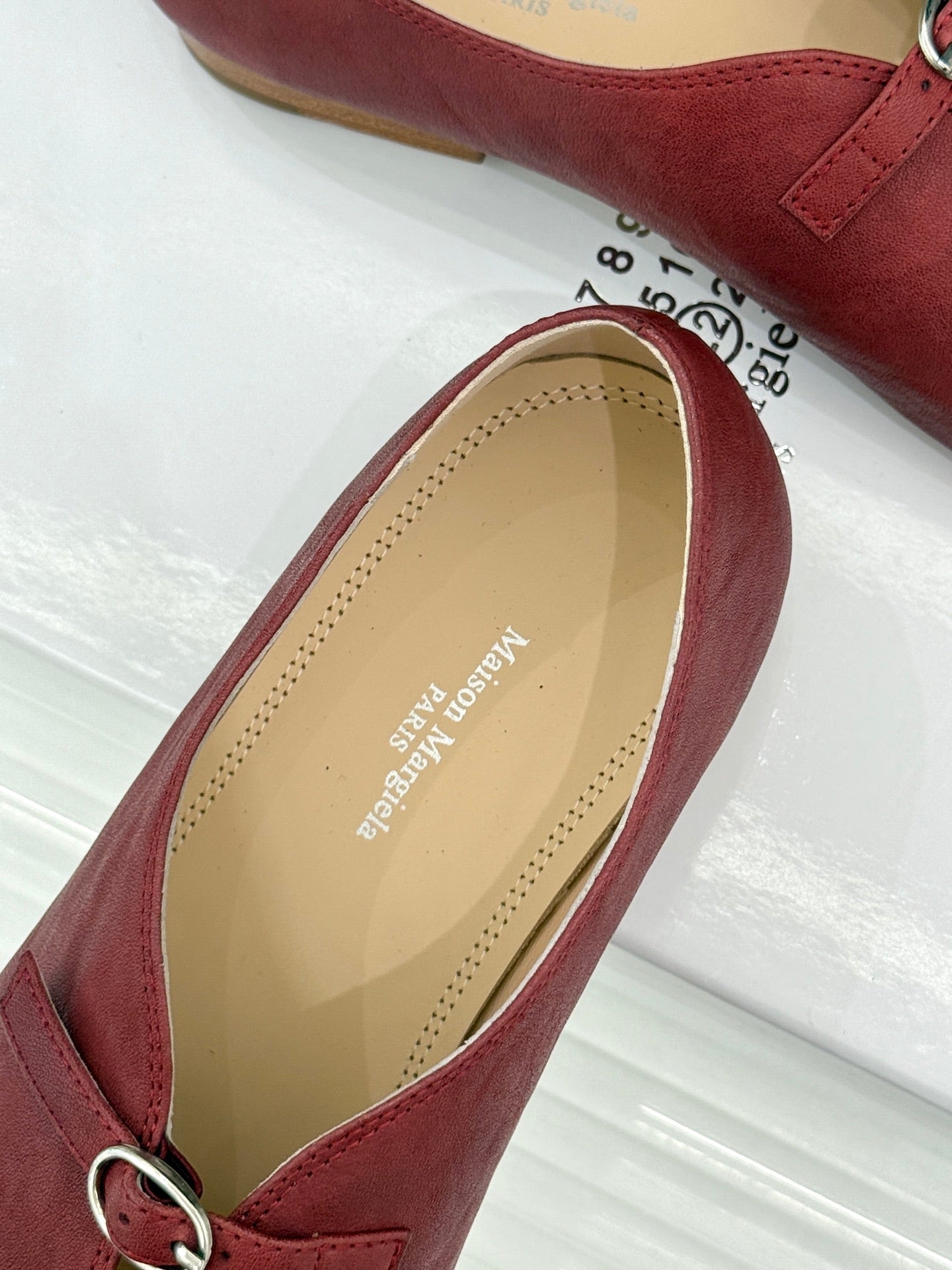 MM6 26s Split-Toe Mary Jane Burgundy Leather 991574