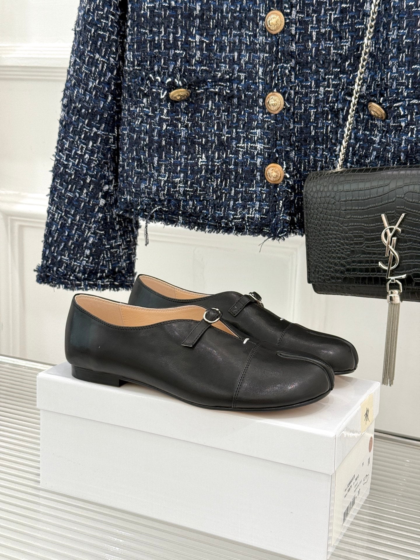 MM6 26s Split-Toe Mary Jane Black Leather 991576