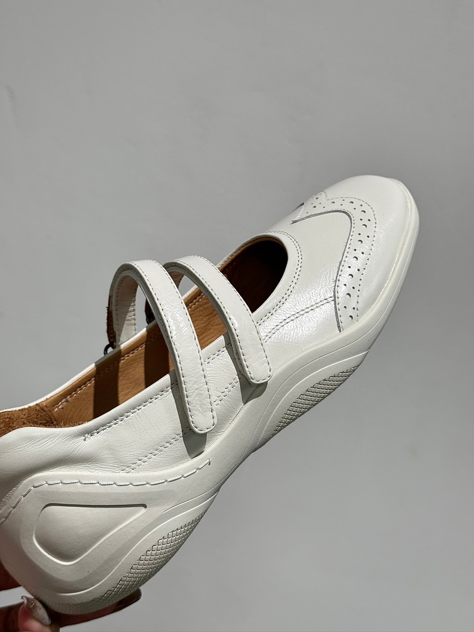 LP Double-Strap Mary Jane Flats In White Lambskin