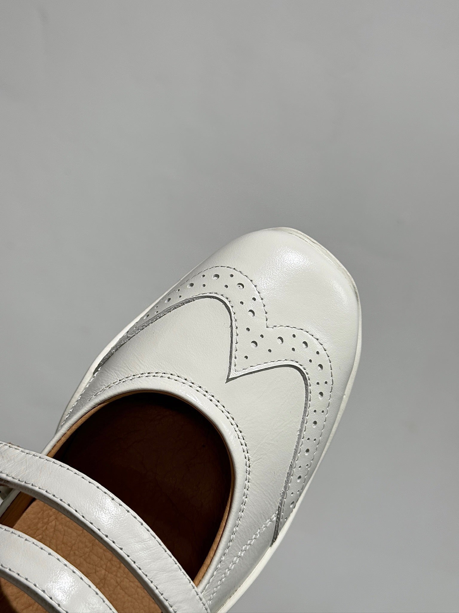 LP Double-Strap Mary Jane Flats In White Lambskin